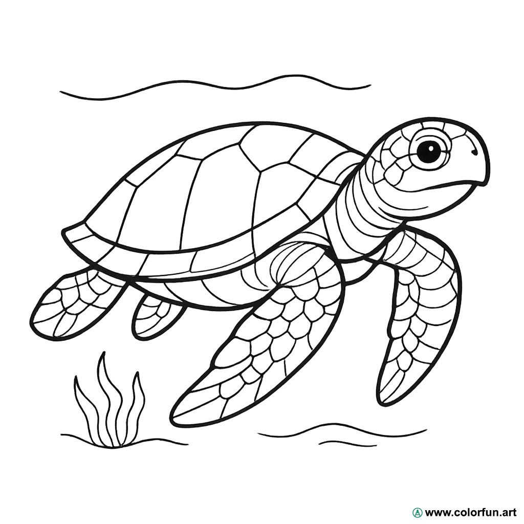 kleurplaat realistische zeeschildpad