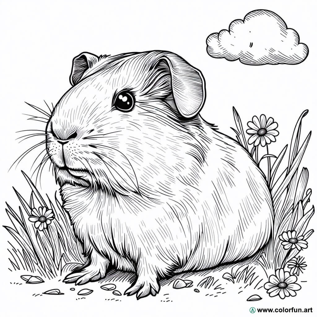 realistische kleurplaat cavia