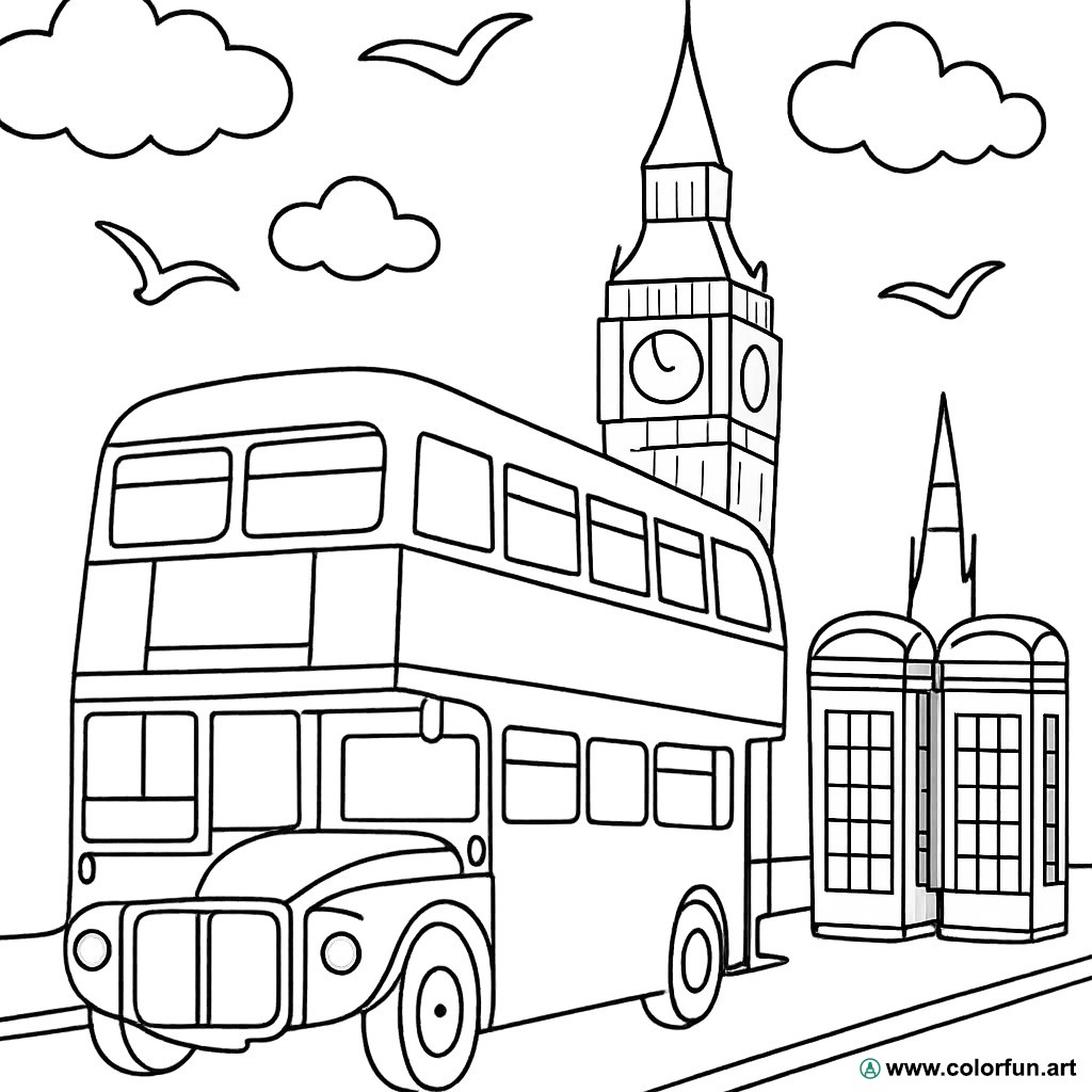 kleurplaat Londen vintage