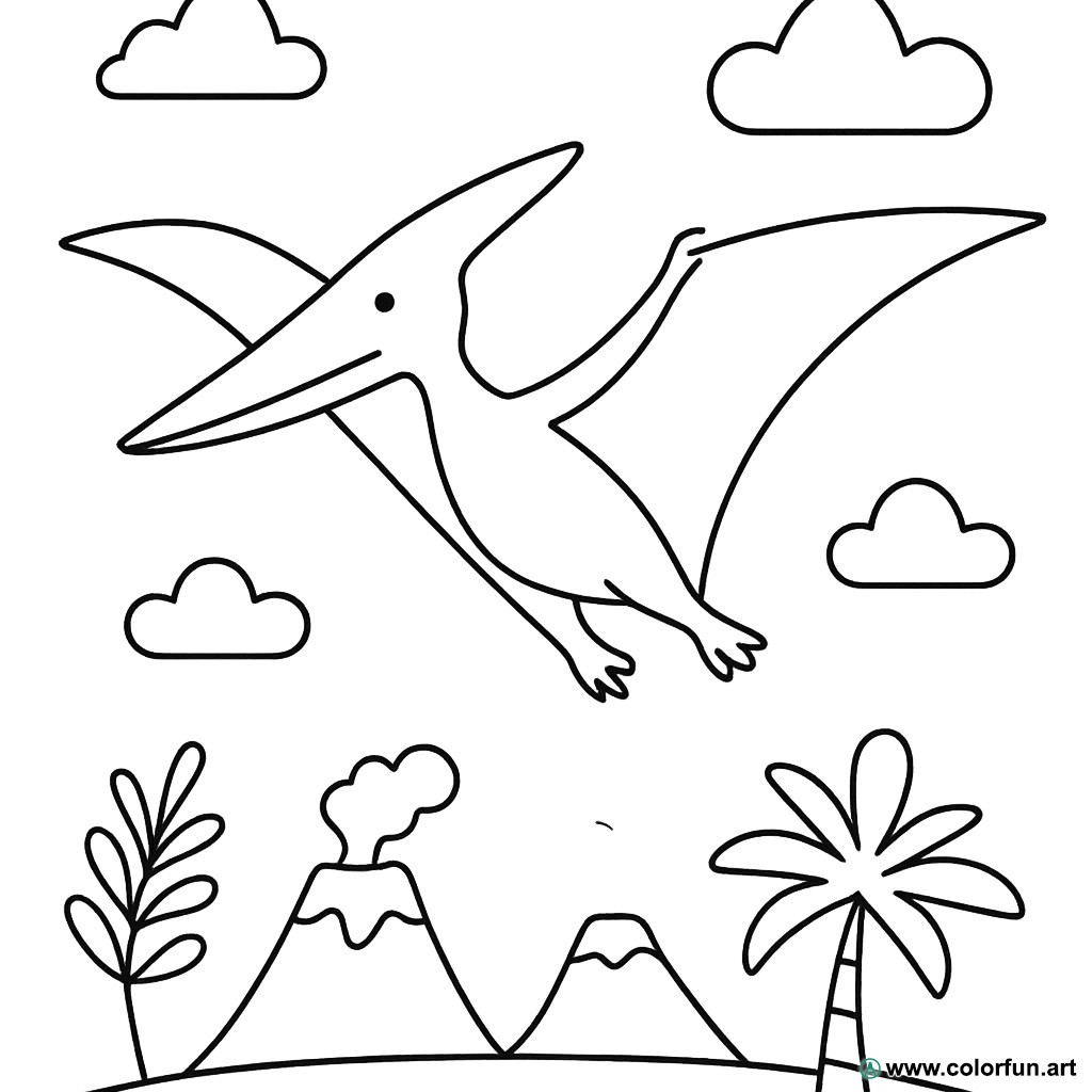 kleurplaat realistische pterodactyl