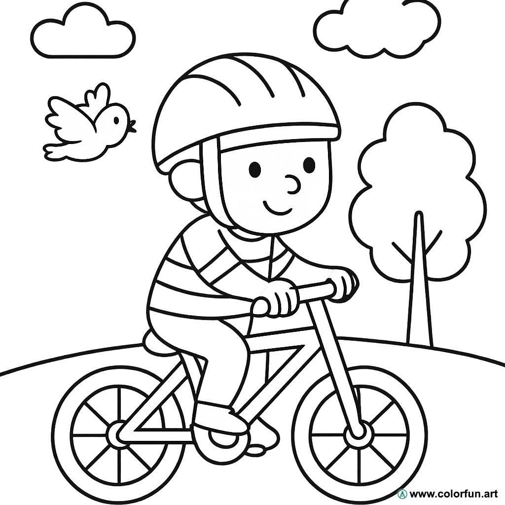 kleurplaat fietsende kinderen