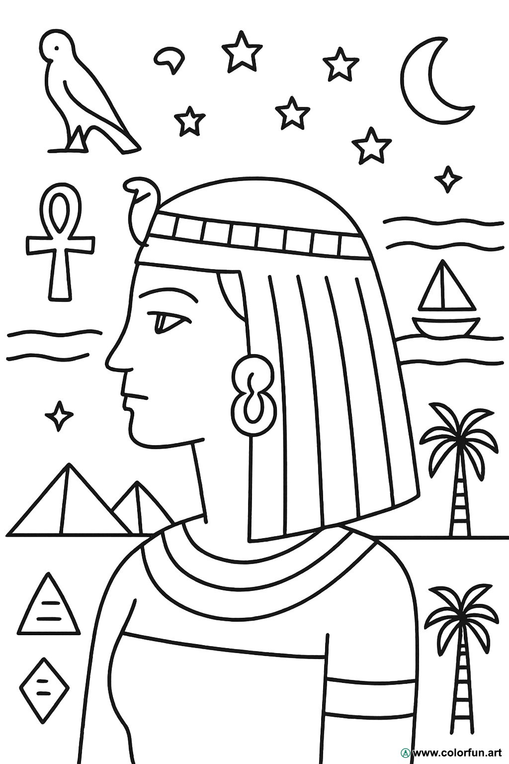 kleurplaat Cleopatra vintage stijl
