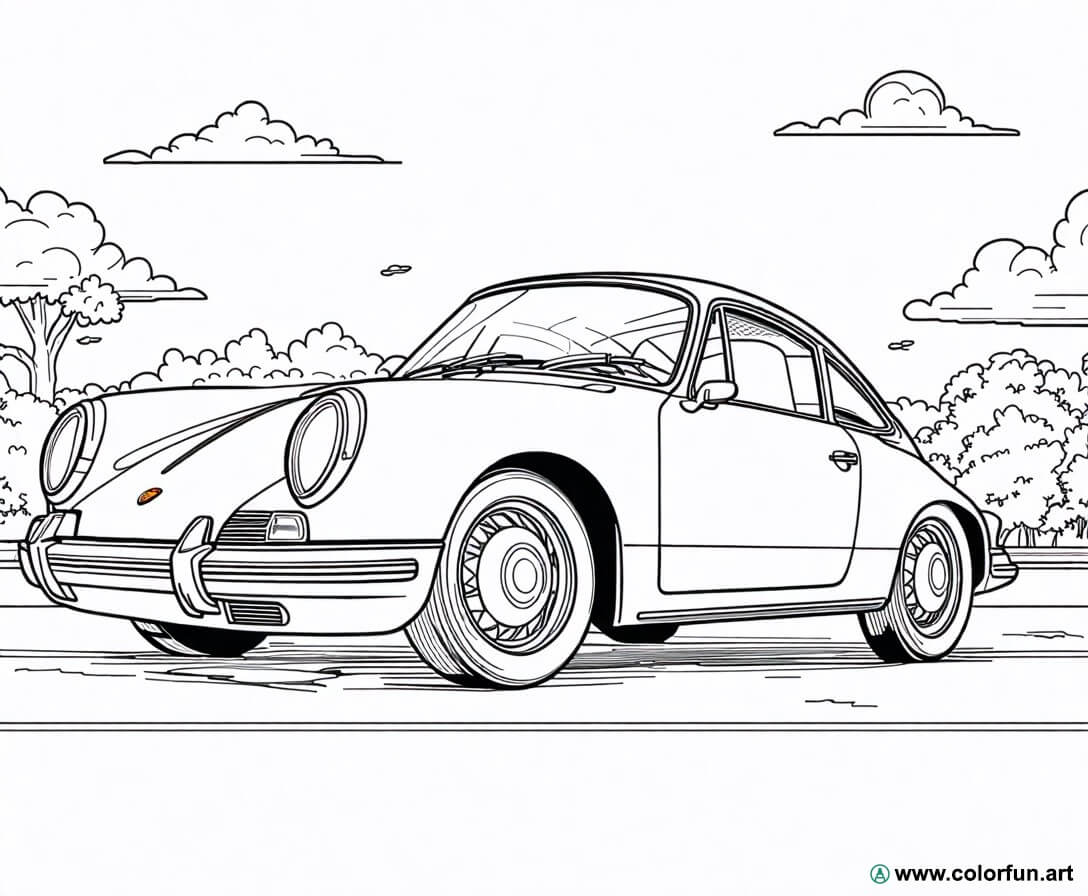kleurplaat porsche vintage