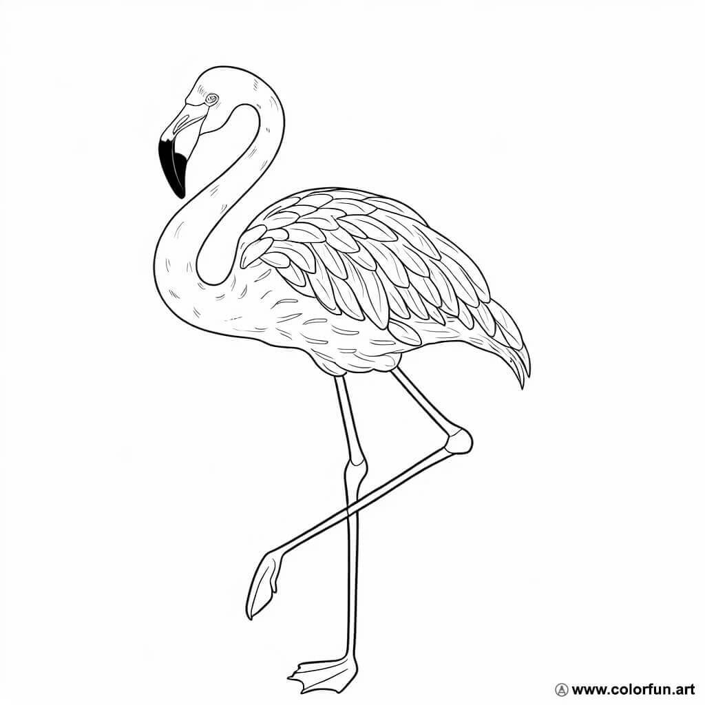 kleurplaat realistische roze flamingo
