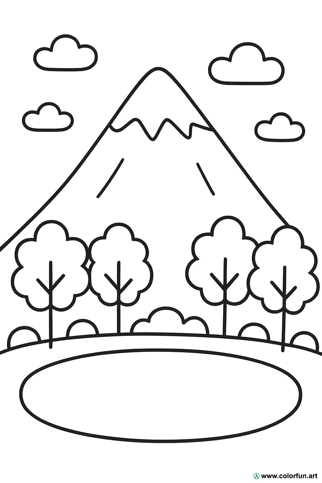 kleurplaat berg meer
