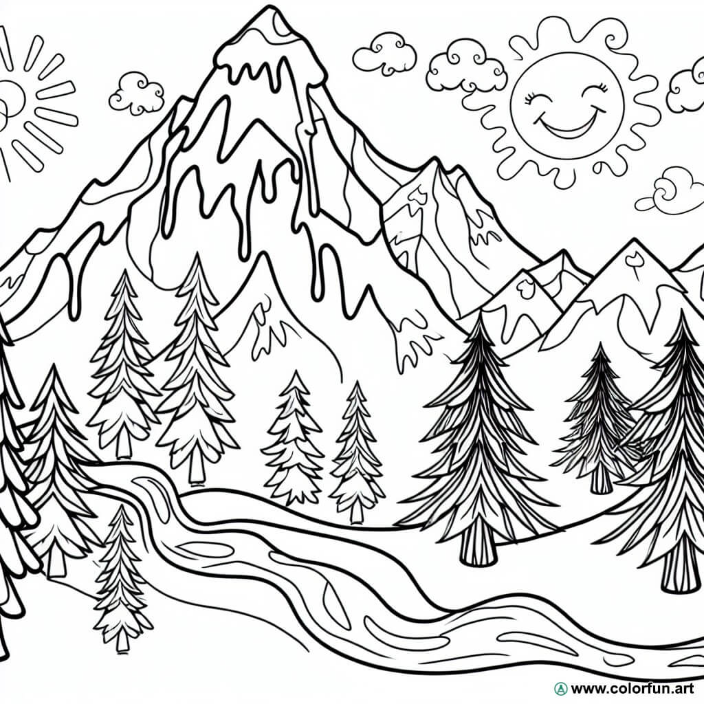 kleurplaat natuur berg