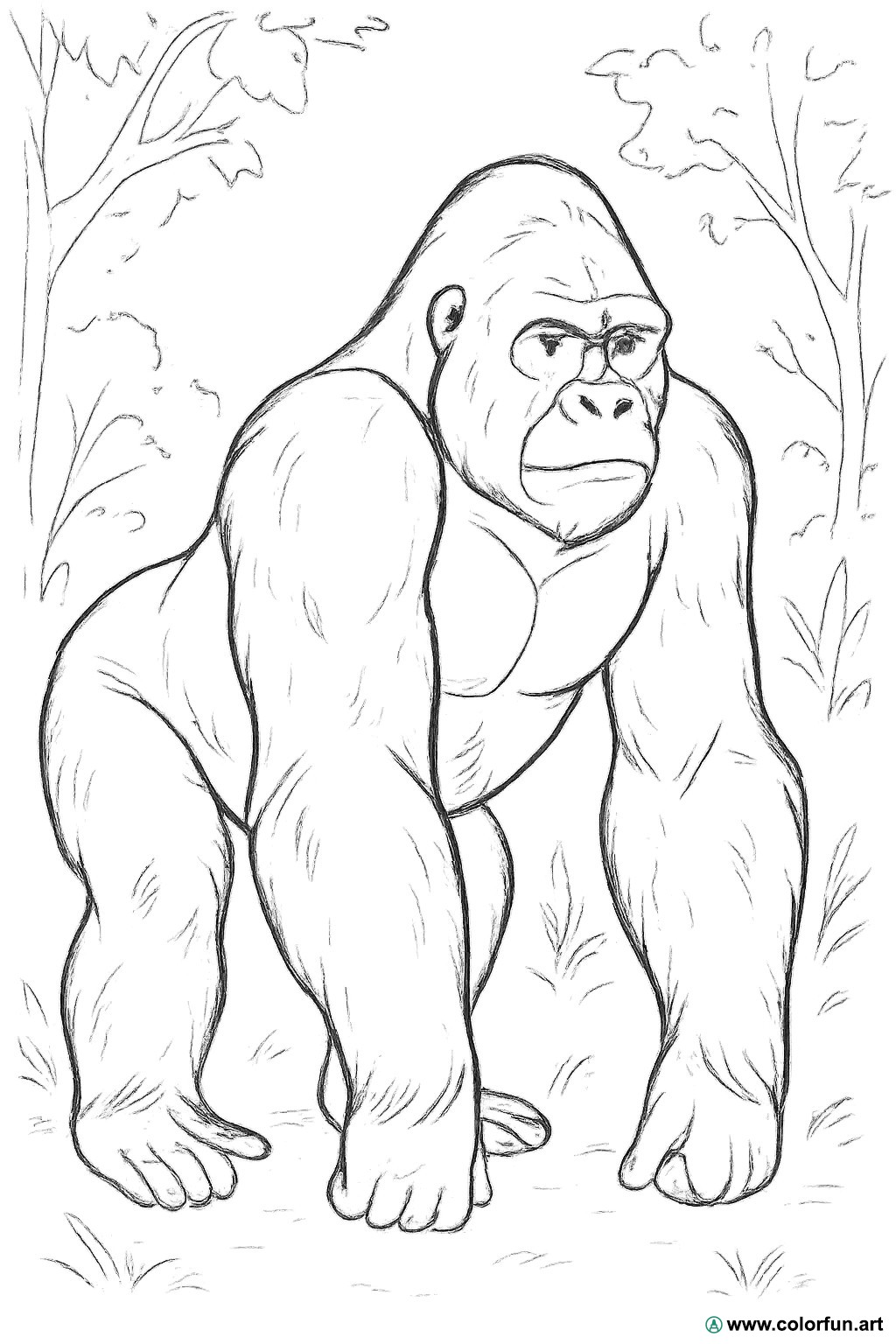 kleurplaat realistische gorilla