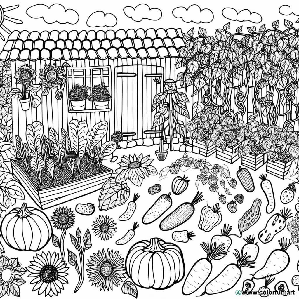kleurplaat biologische moestuin