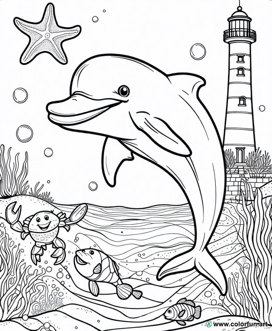 kleurplaat Bretagne zee dieren