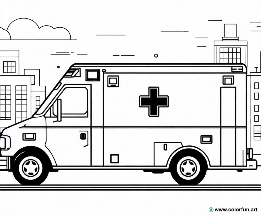 realistische ambulance kleurplaat