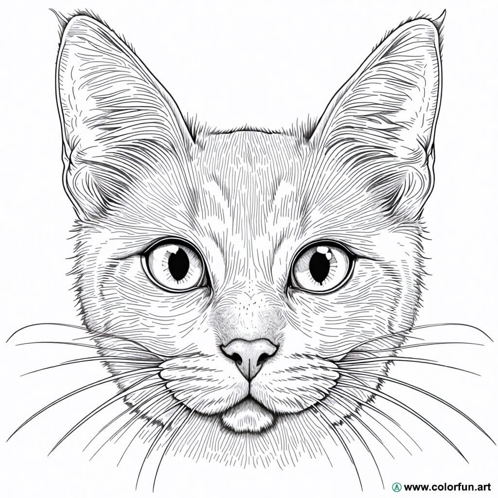 realistische kattenhoofd kleurplaat