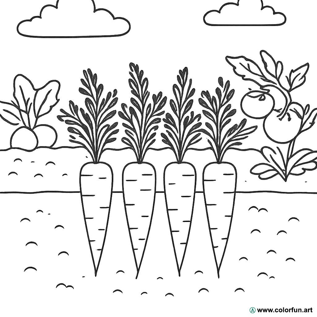 kleurplaat wortels moestuin