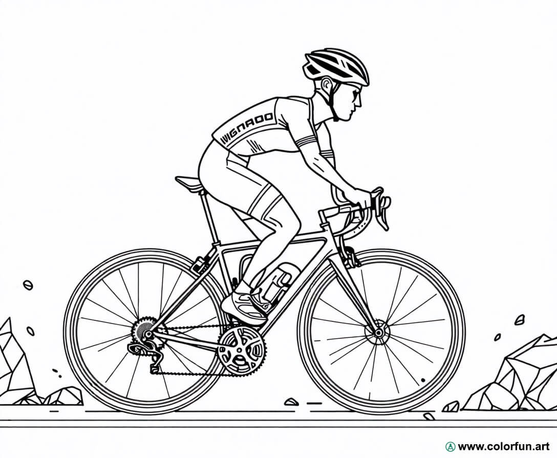 kleurplaat fietser met helm