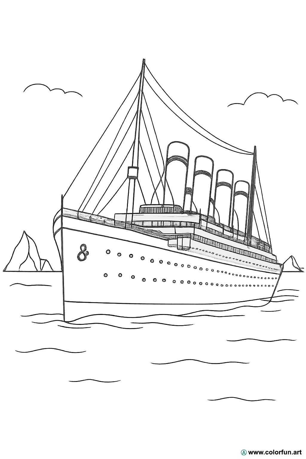 kleurplaat Titanic realistisch