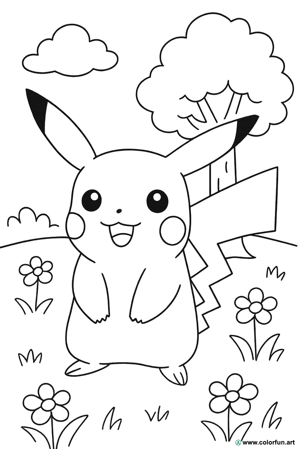 realistische kleurplaat pikachu