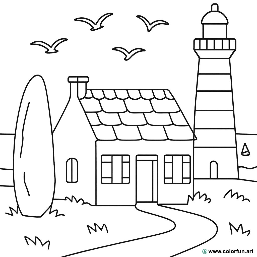kleurplaat bretagne landschap