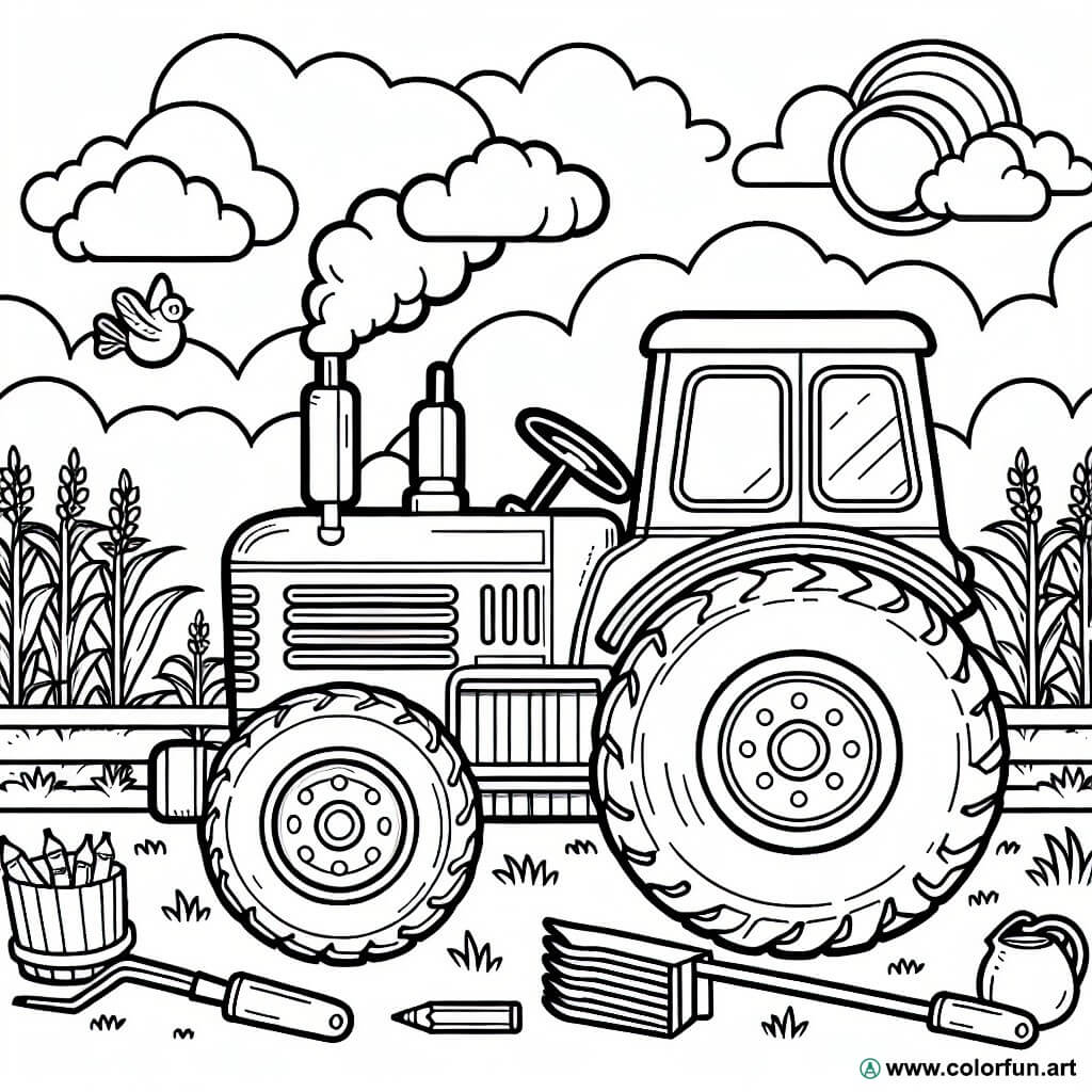 Kleurplaat van Tractor Tom Gratis te downloaden of af te drukken