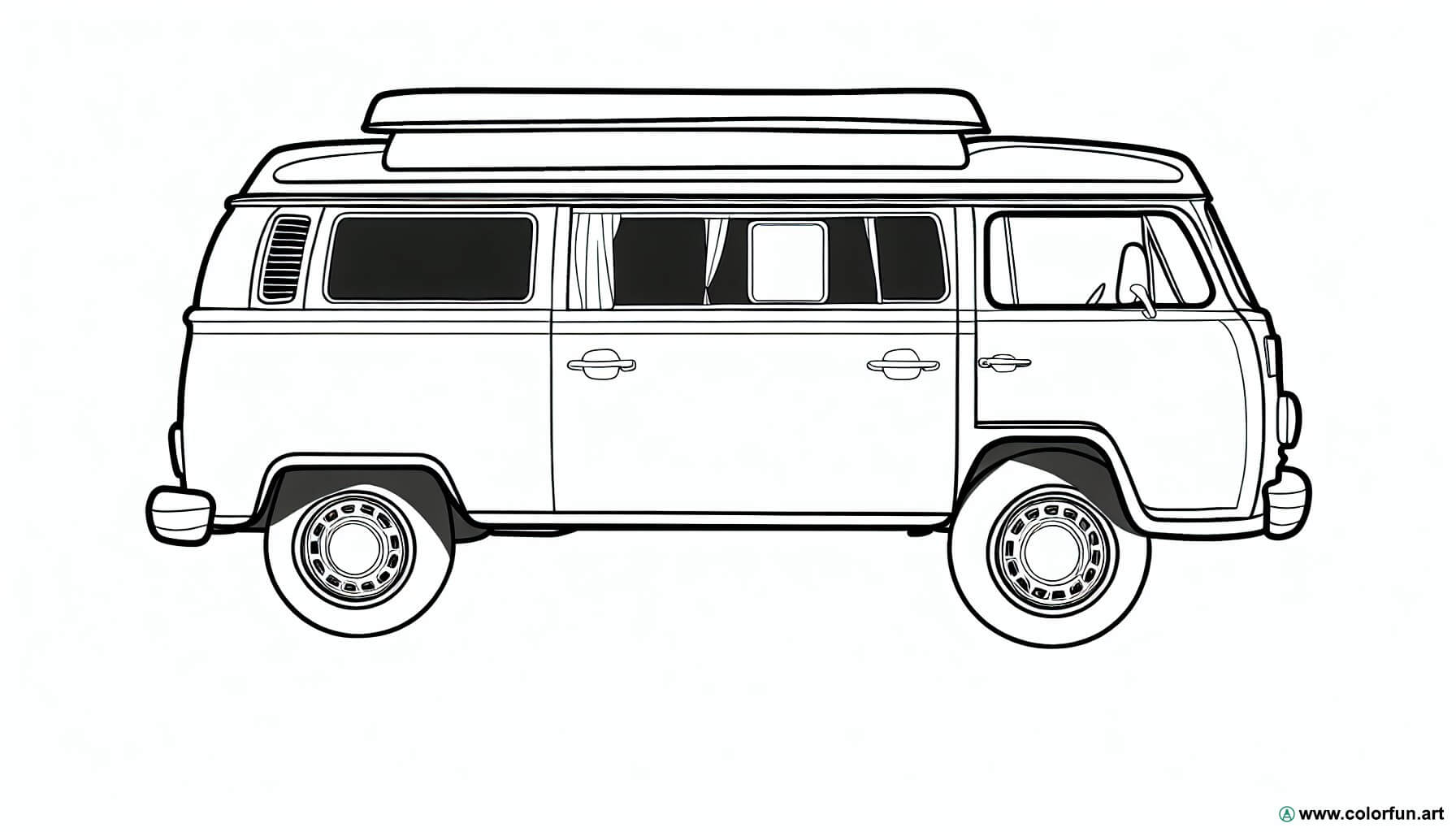 kleurplaat vintage kampeerwagen