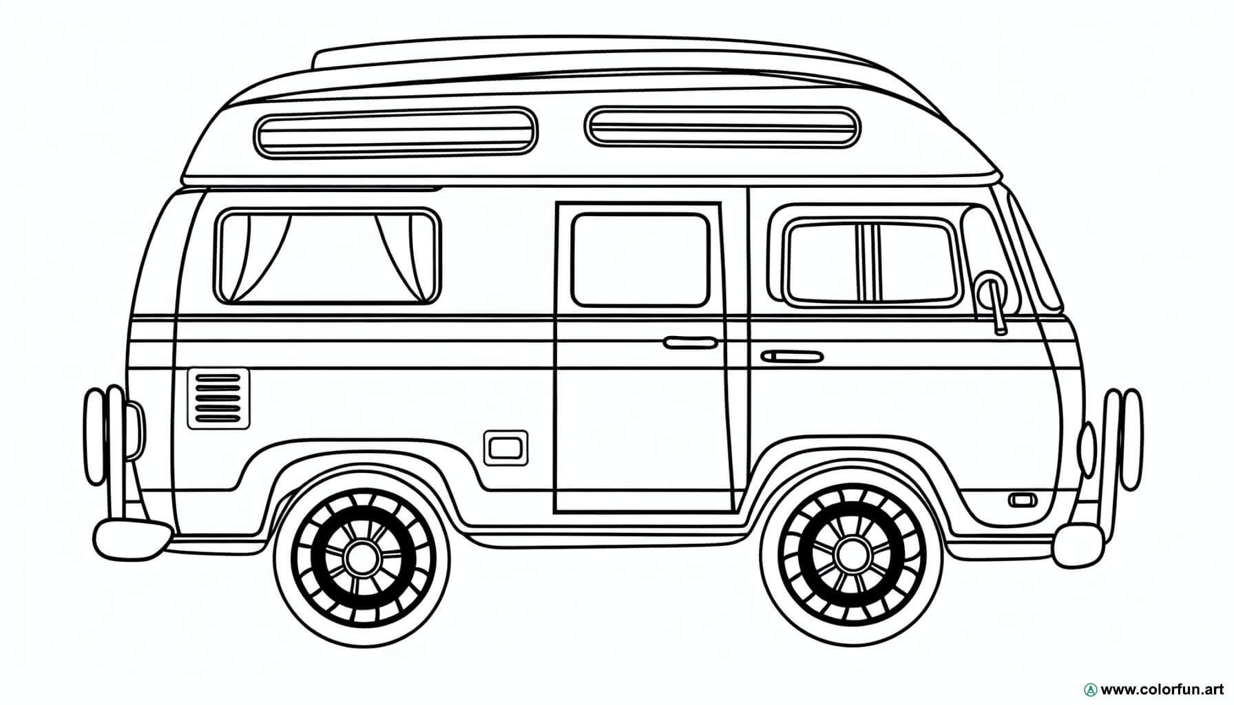 kleurplaat vintage camper