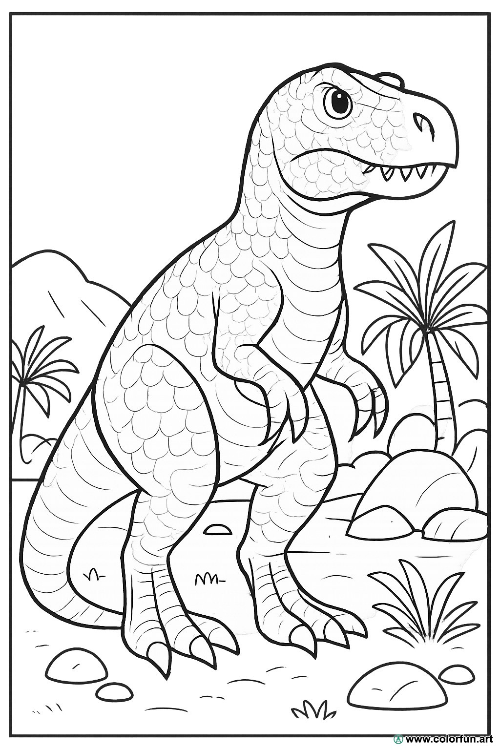kleurplaat realistische dinosaurus