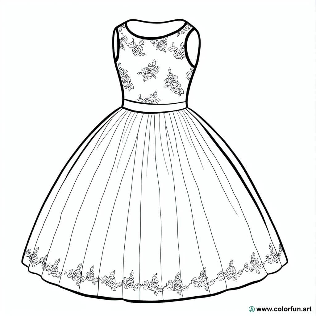 kleurplaat vintage jurk