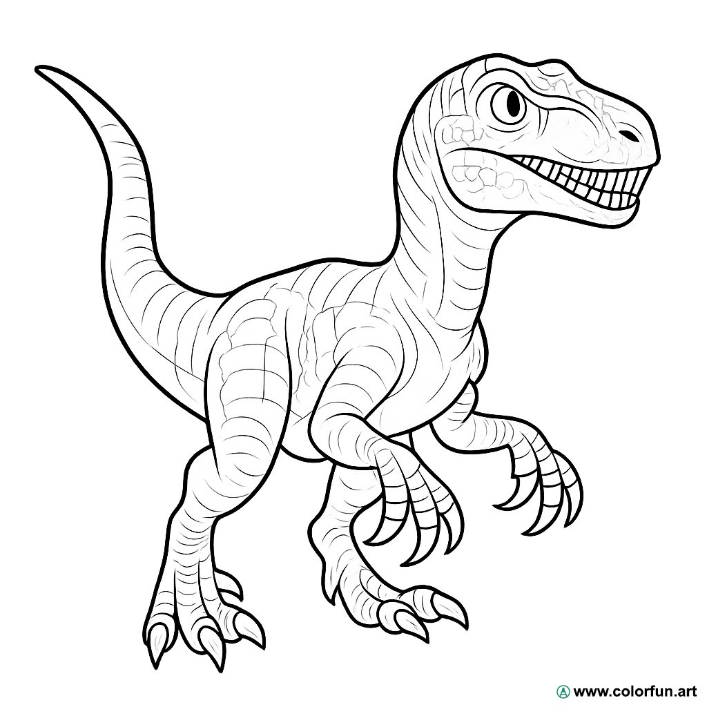 kleurplaat realistische velociraptor