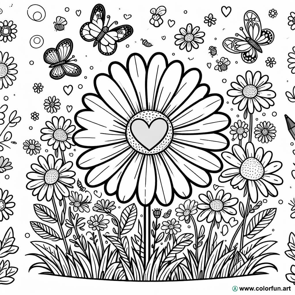 kleurplaat bloemen lente realistisch