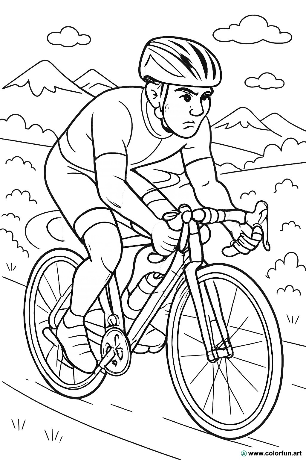 kleurplaat sportieve fietser