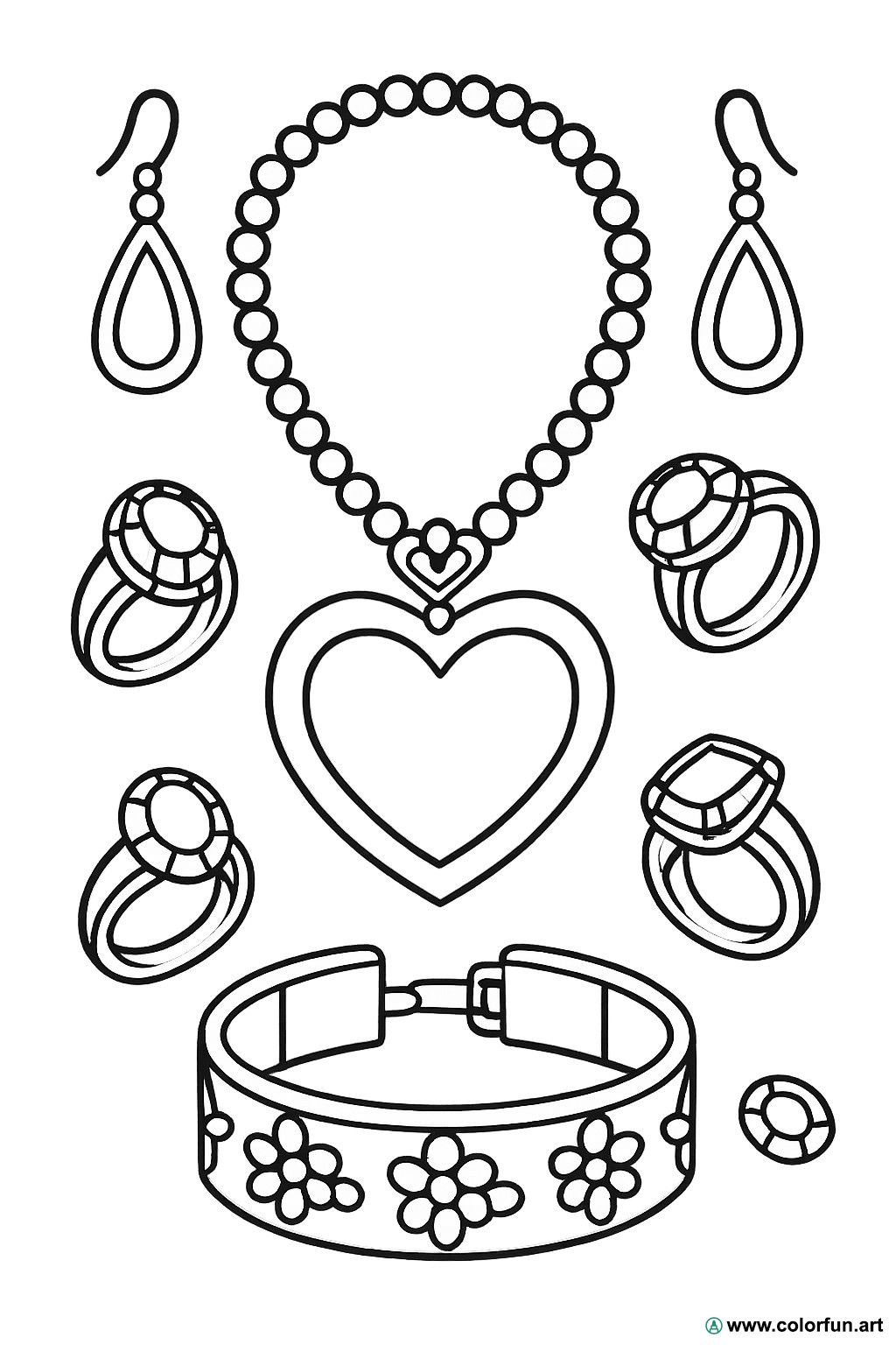 kleurplaat vintage sieraden