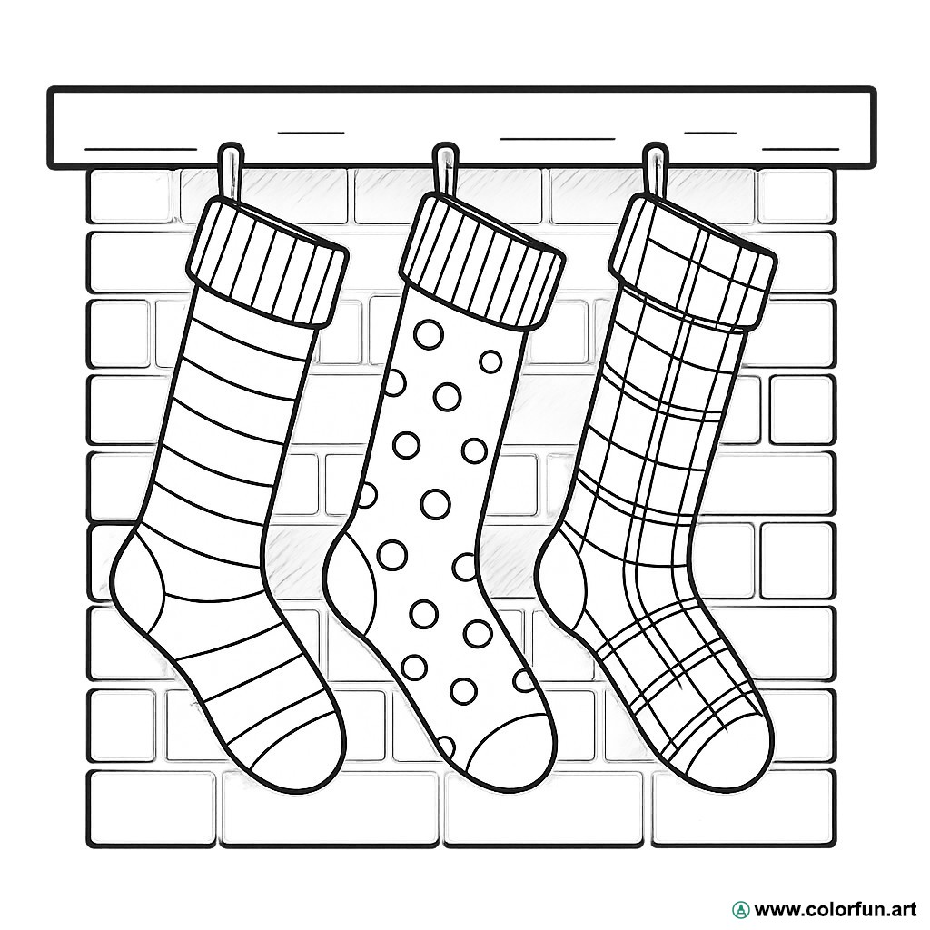 kleurplaat vintage kerstsokken