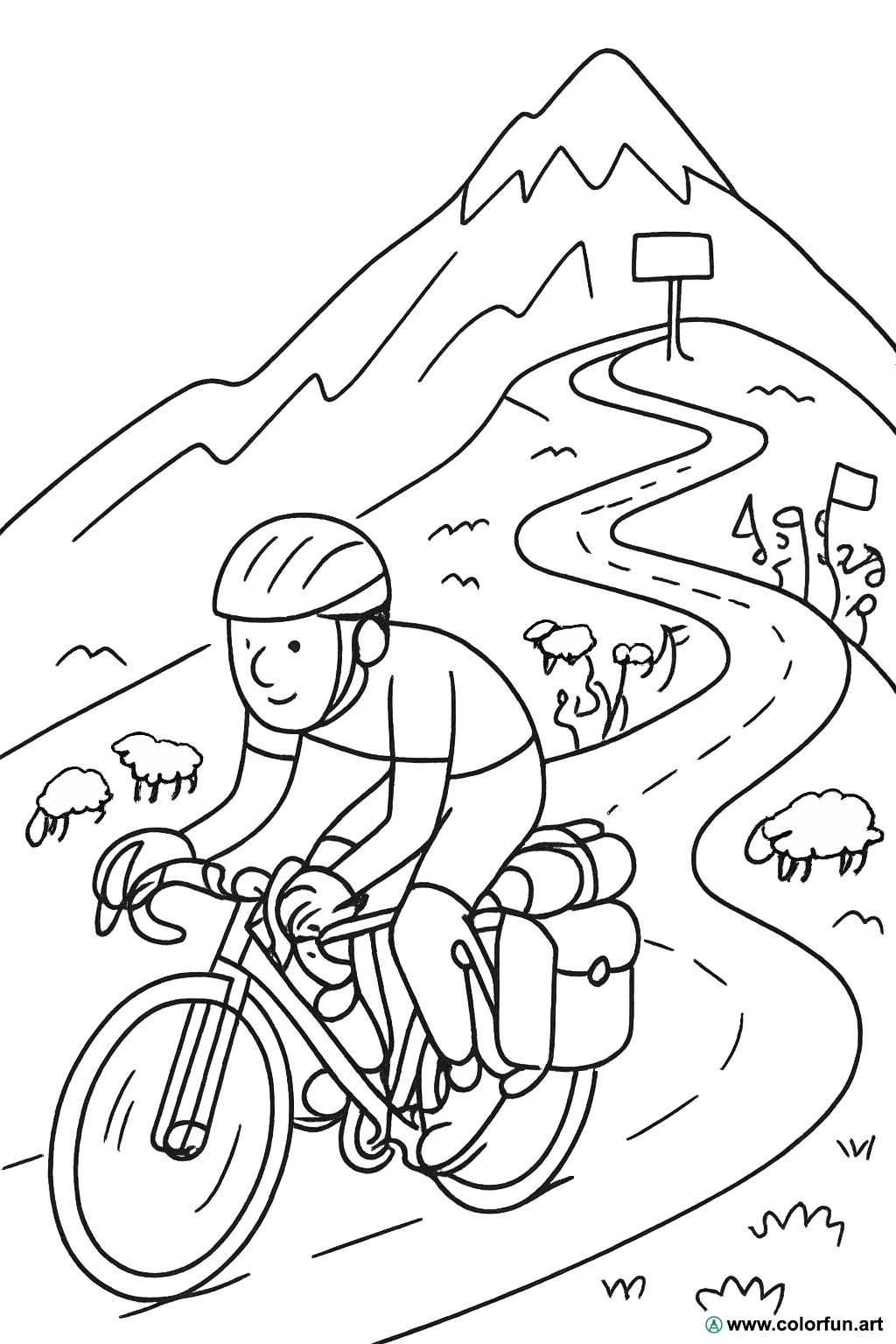 kleurplaat tour de france berg